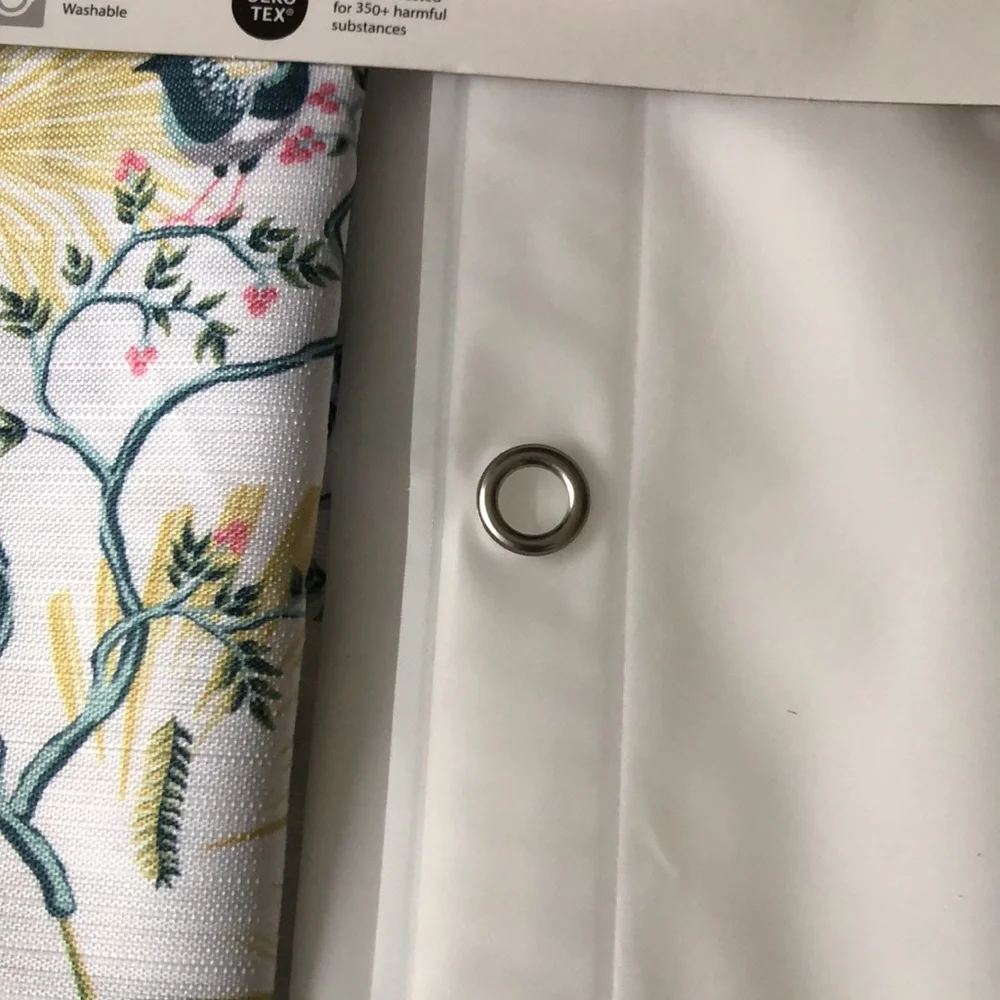 Bird & Palm Print Shower Curtain Set